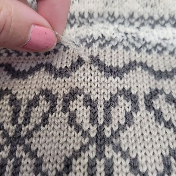 VINTAGE 90s gray and white button up fair‎ isle cardigan sweater volup 3X - Picture 6 of 8